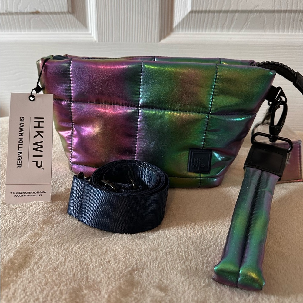 Iridescent Quilted Crossbody Bag in Rainbow